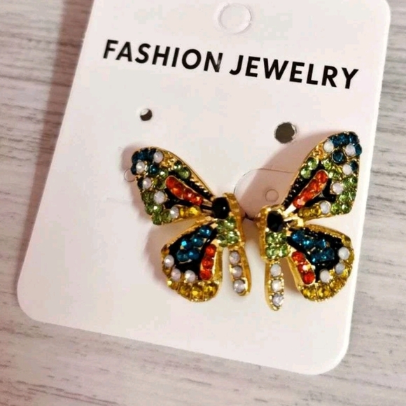 Butterfly Rhinestone Studs - Picture 3 of 3